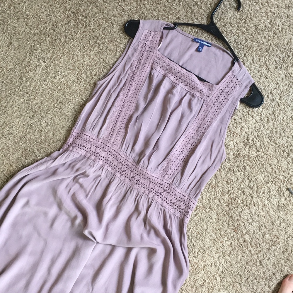 Lavender floor length light bridesmaid dress